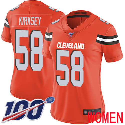 Cleveland Browns Christian Kirksey Women Orange Limited Jersey #58 NFL Football Alternate 100th Season Vapor Untouchable